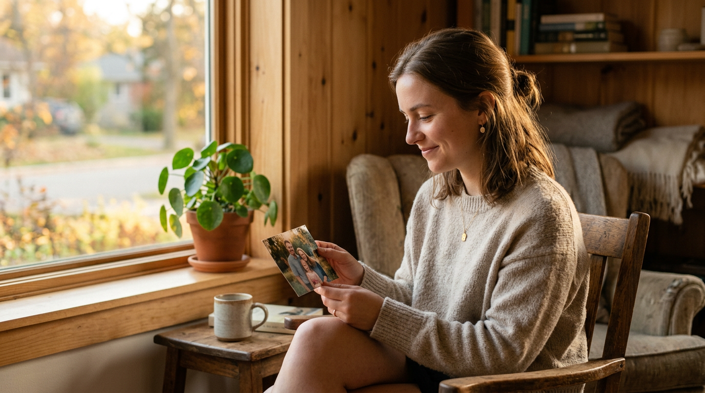 Photorealistic candid photograph of a young woman in her mid-twenties sitting by a wi 151476