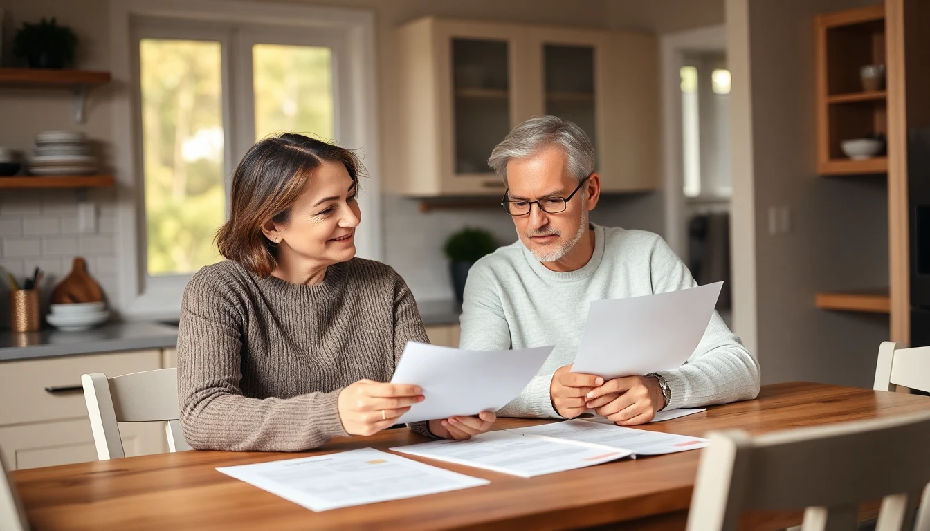 A couple reviewing adoption planning materials together at home