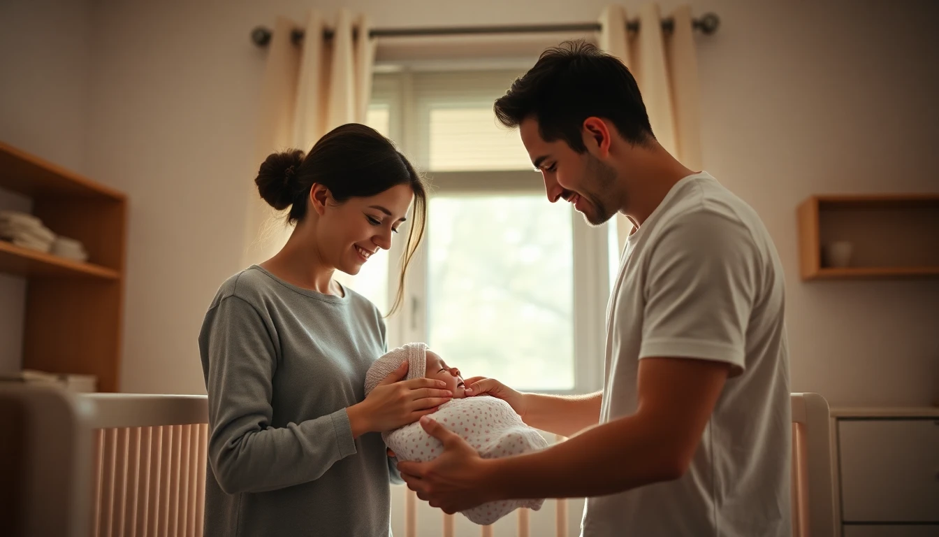 A hopeful couple preparing a nursery as they begin the newborn adoption process