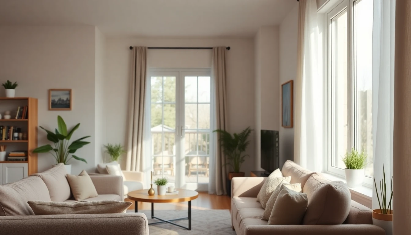 A warm sunlit family home interior with comfortable furnishings